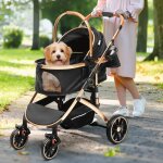 Yitahome poussette 3 - en - 1 pour chien chat - transporteur amovible - pliable portable - noir