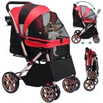 Yitahome poussette pour chien chat - avec panier de rangement - 4 roulettes - porte gobelet - pliable ...