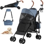 Yitahome poussette pour chiens de petite et moyenne taille - � 4 roues avec bretelles - pliable - porte ...