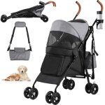 Yitahome poussette pour chiens de petite et moyenne taille - � 4 roues avec bretelles - pliable - porte ...