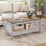 Yitahome table basse à 2 etagère rectangulaire support latéral en métal en forme x blanc gris 100 x 55 ... Yitahome table basse à 2 etagère rectangulaire support latéral en métal en forme x blanc gris 100 x 55 ...
