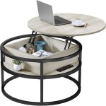 Yitahome table basse en bois ronde relevable table dappoint - 80 x 47cm