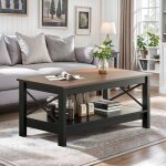 Yitahome table basse carr� � 2 etag�re en bois avec rangement pour salon brun caf� 100 x 56 x 45 cm