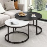 Yitahome table basse moderne gigogne lot de 2 tables basses rondes en bois noir et blanc 86 x 86 x 48cm ... Yitahome table basse moderne gigogne lot de 2 tables basses rondes en bois noir et blanc 86 x 86 x 48cm ...