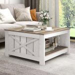 Yitahome table basse carr�e en bois avec rangement table avec compartiment de rangement semi - ouvert ...