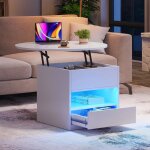 Yitahome table basse ronde à plateau relevable avec compartiment de rangement caché table avec led table ... Yitahome table basse ronde à plateau relevable avec compartiment de rangement caché table avec led table ...