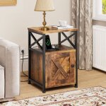 Yitahome table dappoint 2 ports usb marron vintage 40 x 35 x 60 cm