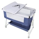 Yiyi. berceau cododo - lit b�b� � roulettes et table dallaitement - support r�glable - bleu marine - ...