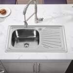 Yiyi. �vier de cuisine en acier inoxydable avec bonde - 90 x 50 x 15 cm - argent