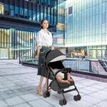 Yiyi. poussette b�b� avec moustiquaire rembourr�e en coton - capote pare - soleil agrandie - noir - 72�x�47�x� ...