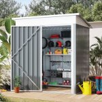 Yodolla abri de jardin en mtal - cabanon de rangement outils avec porte battante - 150 x 86 x 185 cm ...
