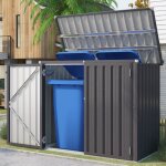 Yodolla coffre de rangement extrieur - abri de jardin en mtal range poubelles ou vlo - 150 x 80 x ...