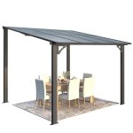 Yodolla pergola murale en aluminium et polycarbonate - rsistante aux intempries - 2. 4 x 2. 4m - gris ...