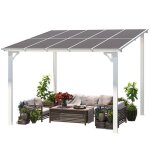 Yodolla pergola murale en aluminium et polycarbonate - rsistante aux intempries - 3 x 3m - blanche