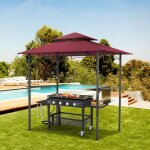 Yodolla tonnelle de barbecue en m�tal pour jardin ext�rieur - 24 x 15 m - rouge bordeaux