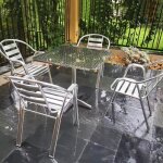 Yosicol table de bar inox aluminium table bistro m28 carrée 60x60x70cm Yosicol table de bar inox aluminium table bistro m28 carrée 60x60x70cm