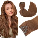 Youngsmile extensions clip - in cheveux humains remy #33 brun rouge�tre 45cm 120g - douces et naturelles ...