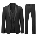 Youthup costume homme 3 pices slim fit veste  un bouton col chle pour mariage dner smoking noir