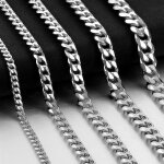 Yq 3mm - 13mm 316l acier inoxydable chane  maillons cubains collier pour hommes femmes de base punk ...