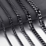 Yq 3mm - 13mm 316l acier inoxydable chane  maillons cubains collier pour hommes femmes de base punk ...
