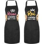 Ysfmode - 2 pices tablier cuisine couple personnalisetanche reglable tabliers avec 2 poches pour femmes ...