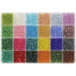 Ysfmode - lot de 3 840 perles de rocaille en verre transparent avec doublure argentée - assortiment de ... Ysfmode - lot de 3 840 perles de rocaille en verre transparent avec doublure argentée - assortiment de ...