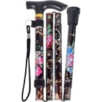 Ysfmode - btons de marche pliable aluminiumfleurs  motifs canne de randonne rglablelger voyage baton ...