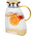 Carafe en verre - ysfmode - 18 l - verre borosilicate - couvercle inox �tanche - rectangulaire gain de ...