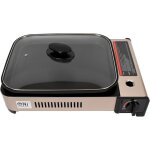 Ysfmode - nj barbecue  gaz portable - rchaud de camping avec pole antiadhsive et couvercle en verre ...