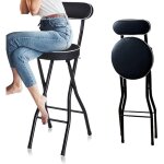 Ysfmode - tabouret de bar pliant rond et rembourr 70cm / 75cmcha haute pour adultes avec dossiercha ...