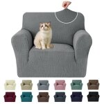 Ystyle housse canap� 1 places extensible housses de canap� antid�rapante protection griffures gris clair ...