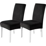 Ystyle housse de chaise velours 2 pi�ces universel housse de chaise salle � manger extensible noir