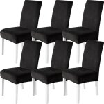 Ystyle housse de chaise velours 6 pi�ces universel housse de chaise salle � manger extensible noir