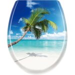 Abattant de wc - yuenfong - motif cara�bes - duroplast - antibact�rien - syst�me dabaissement automatique ...