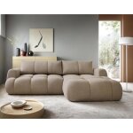 Yulin - canap dangle droit 4 places convertible avec coffre en tissu bouclette - marron