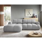 Yulin - canap� dangle gauche 4 places convertible avec coffre en tissu bouclette - gris clair