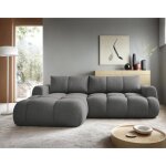 Yulin - canap� dangle gauche 4 places convertible avec coffre en tissu bouclette - gris fonc�