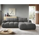 Yulin - canap� dangle droit 4 places convertible avec coffre en tissu bouclette - gris fonc�