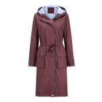 Yunclos parka femme impermable respirante capuche longue coupe slim long trench - coat bordeaux