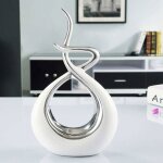 Objet d�coratif - yyv - sculpture en c�ramique - blanc et argent - design moderne - pour salon