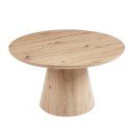 Zaya - table basse ronde en bois couleur chêne vieilli piètement en cône Zaya - table basse ronde en bois couleur chêne vieilli piètement en cône