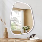 Zayho - blanc irrgulier salle de bain miroir mural ovale moderne miroir mural asymtrique en bois encadr ...