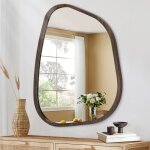 Zayho - miroir asymtrique petit 35 x 25 cm miroir mural irrgulier cadre en bois moderne forme unique ...