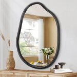 Zayho - miroir mural irrgulier miroir asymtrique noir pour le mur cadre en bois moderne miroir de courtoisie ...