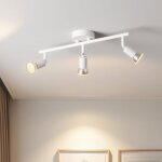 Zayho - plafonnier led 3 spots luminaires intrieur gu10 blanc givr spot plafond lustre salon mtal ...
