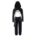 Zdhoor 3 pcs enfant fille ensemble survetement sport danse hip hop jazz crop top sweat et pantalon cargo ...