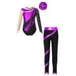 Zdhoor 3 pcs enfant fille justaucorps legging gymnastique chouchou cheveux - strass brillant - danse ...