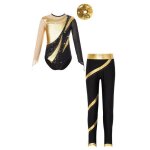 Zdhoor 3 pcs fille justaucorps legging gymnastique chouchou cheveux - strass - or - patinage artistique ...