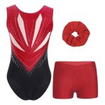 Zdhoor 3pcs enfant fille justaucorps gymnastique short avec elastique cheveux tenue sans manches ballet ...