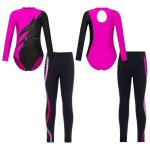 Zdhoor enfant fille ensemble justaucorps legging gymnastique manches longues - rose - strass - danse ... Zdhoor enfant fille ensemble justaucorps legging gymnastique manches longues - rose - strass - danse ...